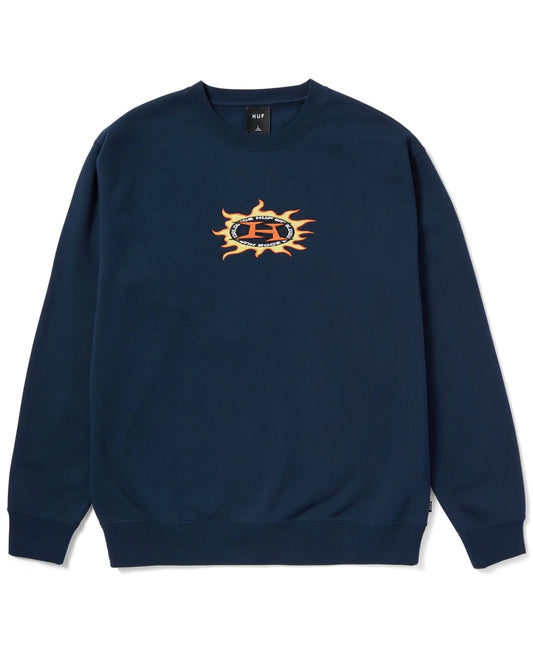 HUF Fire Crewneck - Navy Sweaters