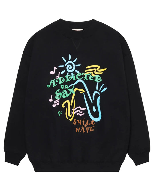 Smile And Wave Addicted Crewneck - Black Sweaters