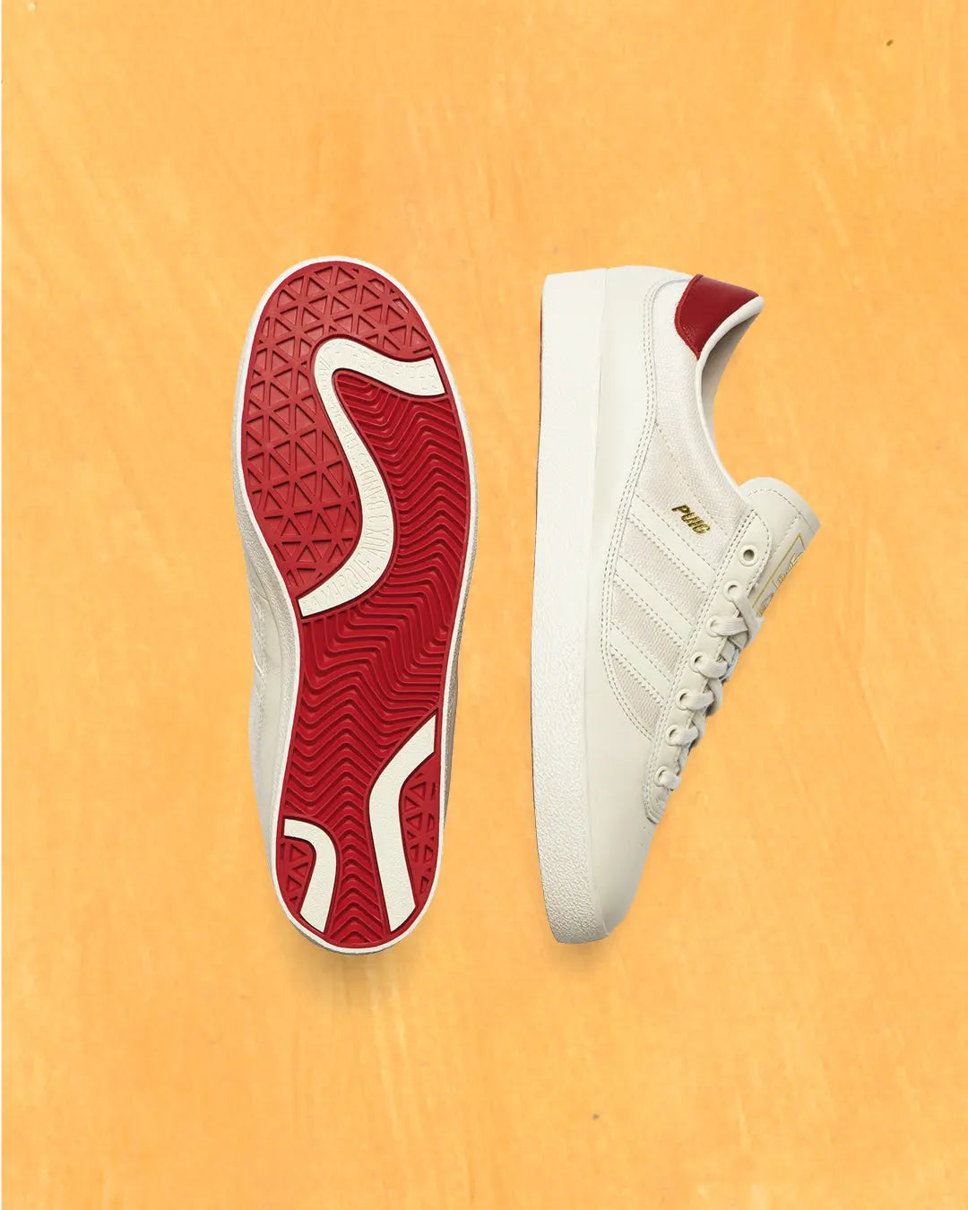cream white red adidas puig indoor sneaker