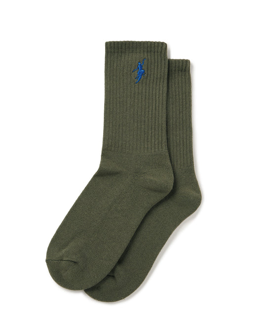 Polar No Comply Rib Socks - Dusty Olive / Blue