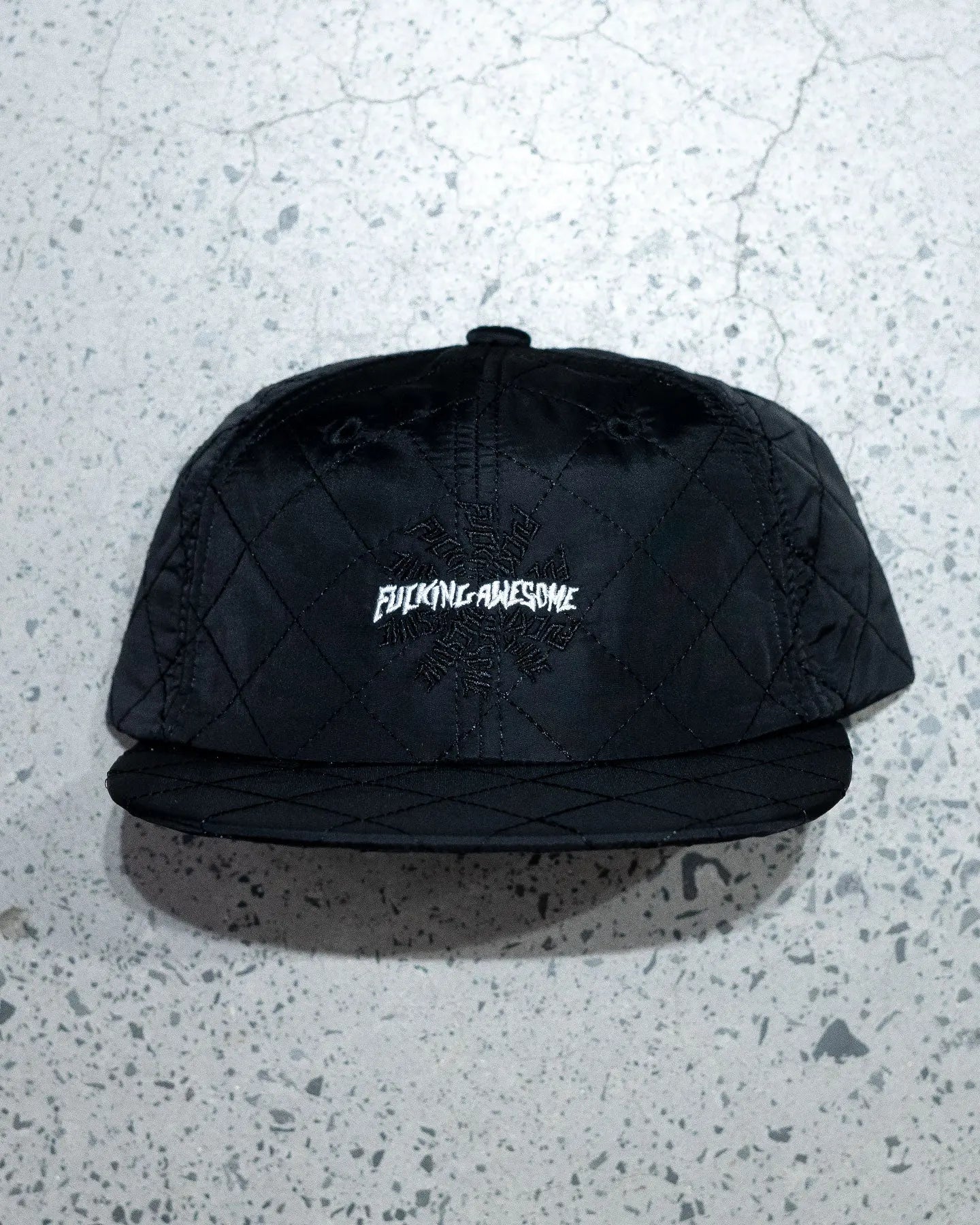fucking awesome quilted spiral 6 panel cap black
