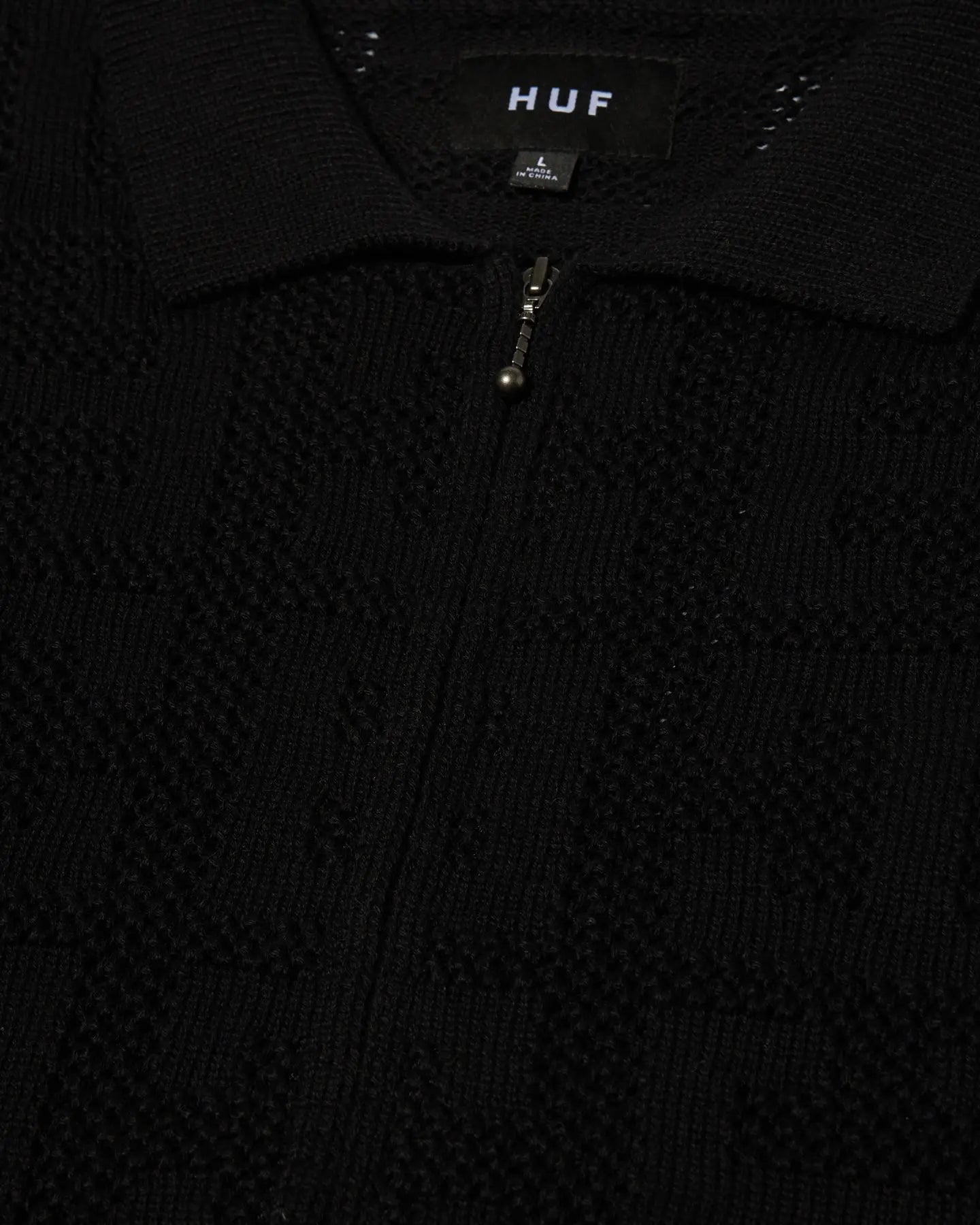 HUF Monogram Jacquard Zip Sweater - Black Sweaters