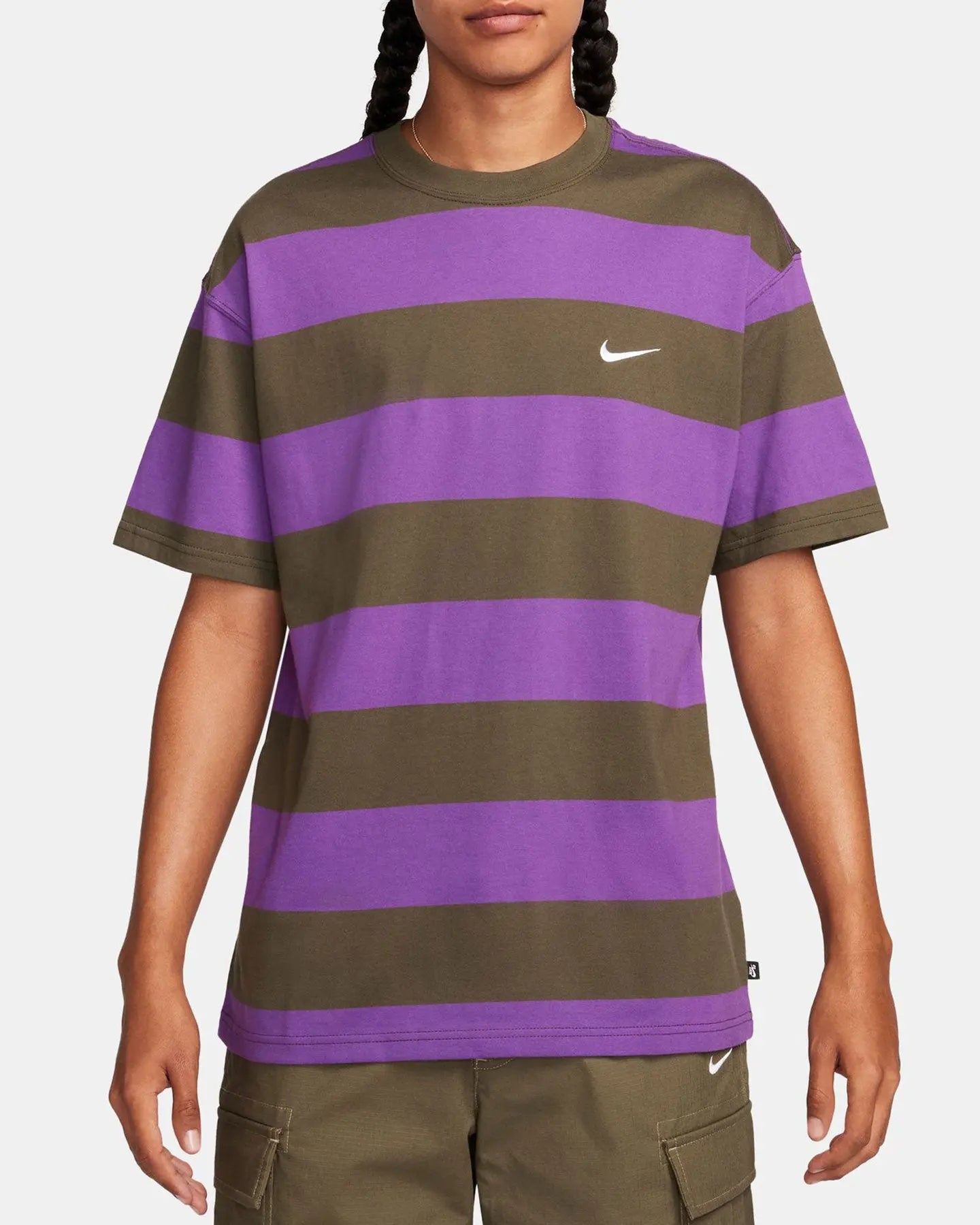 Nike SB Striped SS Tee - Khaki / Purple SS Tees