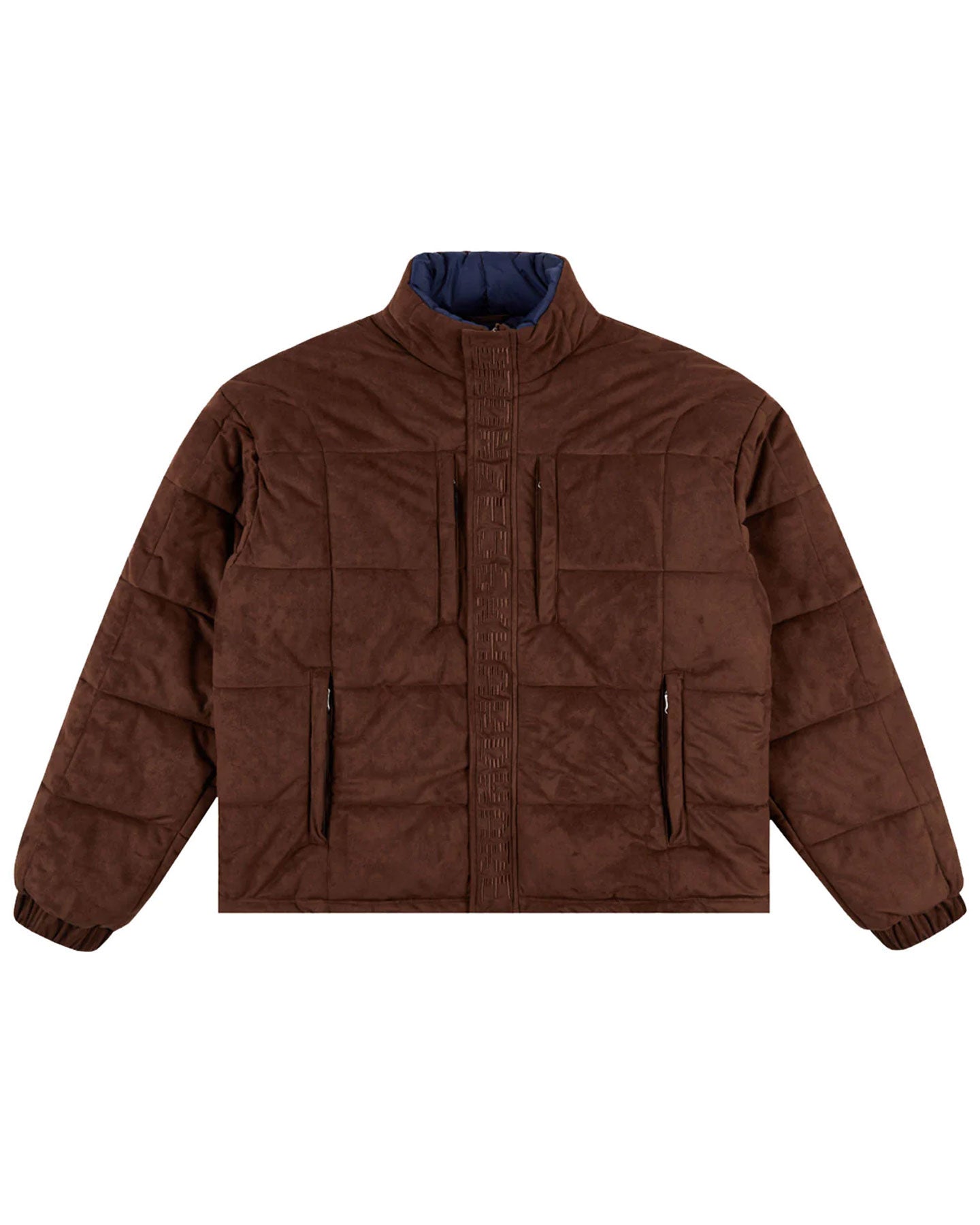 Bronze Faux Suede Puffer Jacket - Brown