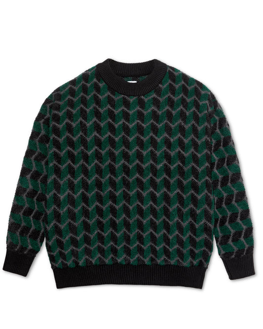 Polar Zig Zag Knit Sweater - Black / Dark Teal